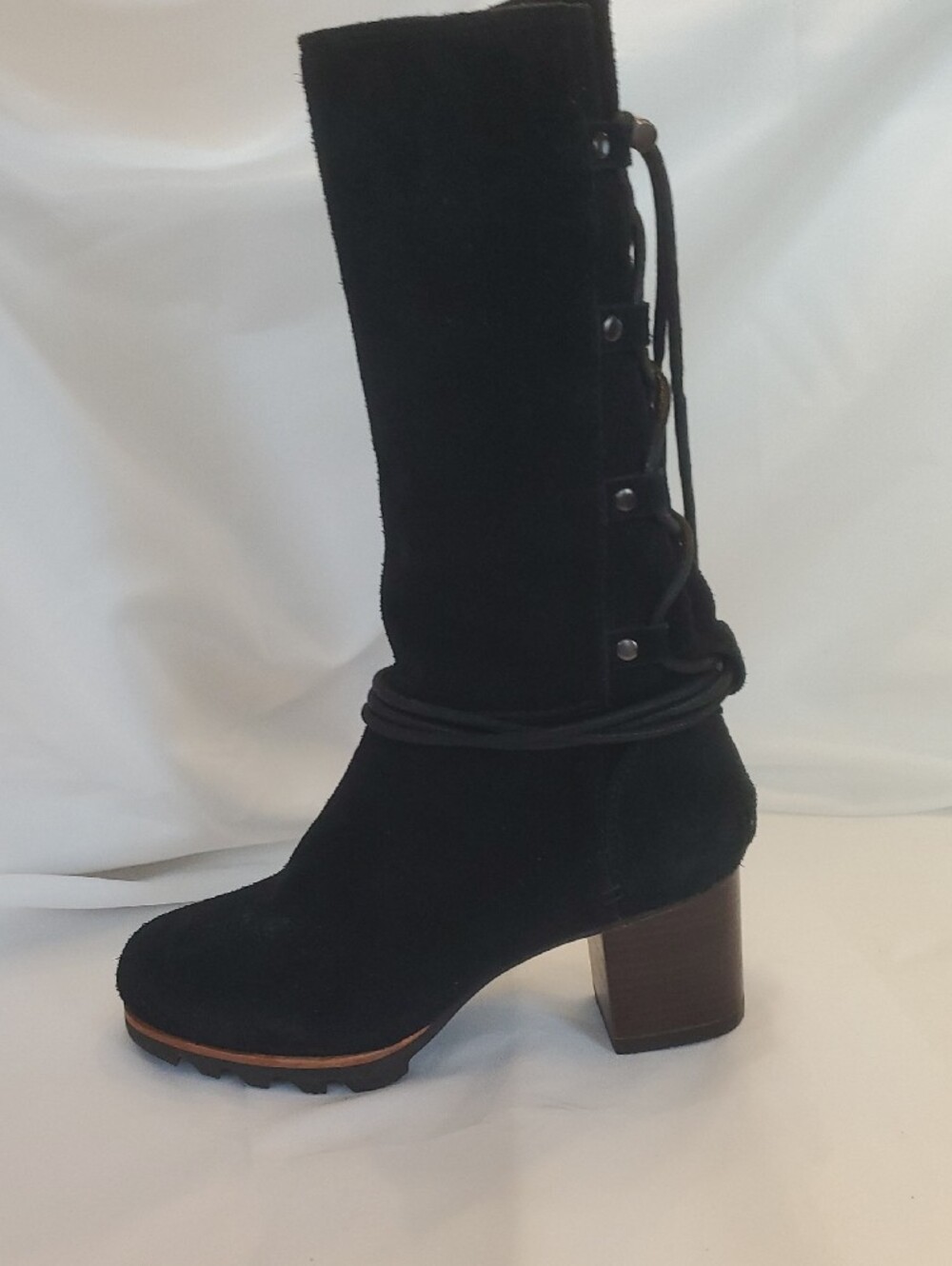 SOREL Farah Mid Calf Boots Black Suede Women's 7 - Picture 6 of 10